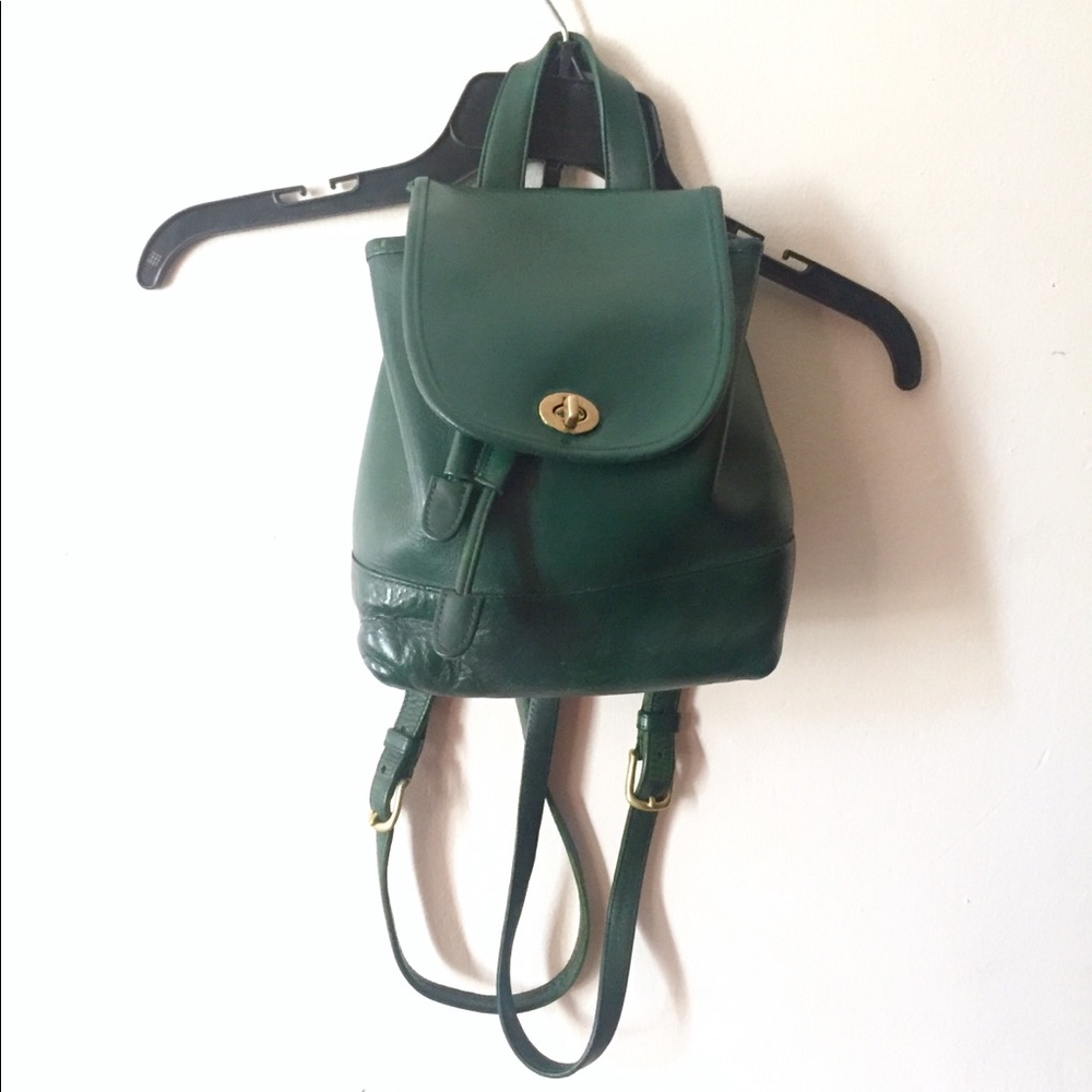 Vintage Coach Mini Leather Daypack Backpack Green